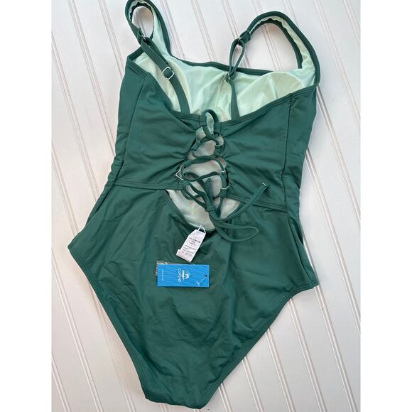NWT Cupshe Eucalyptus Lace-Up Slim & Sculpt One-Piece Swimsuit BUNDLE Size L - Picture 4 of 6
